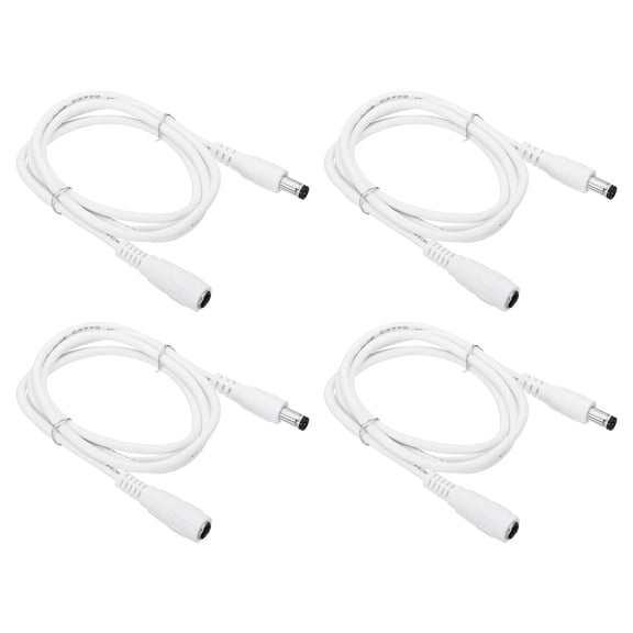 Uxcell 3Ft Male to Female 5.5x2.1mm DC Power Extension Cable, 4 Pcs 24AWG Wire Adapter Connector Charging Cord, White