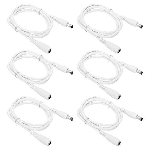 Uxcell 3Ft Male to Female 5.5x2.1mm DC Power Extension Cable, 6 Pcs 24AWG Wire Adapter Connector Charging Cord, White