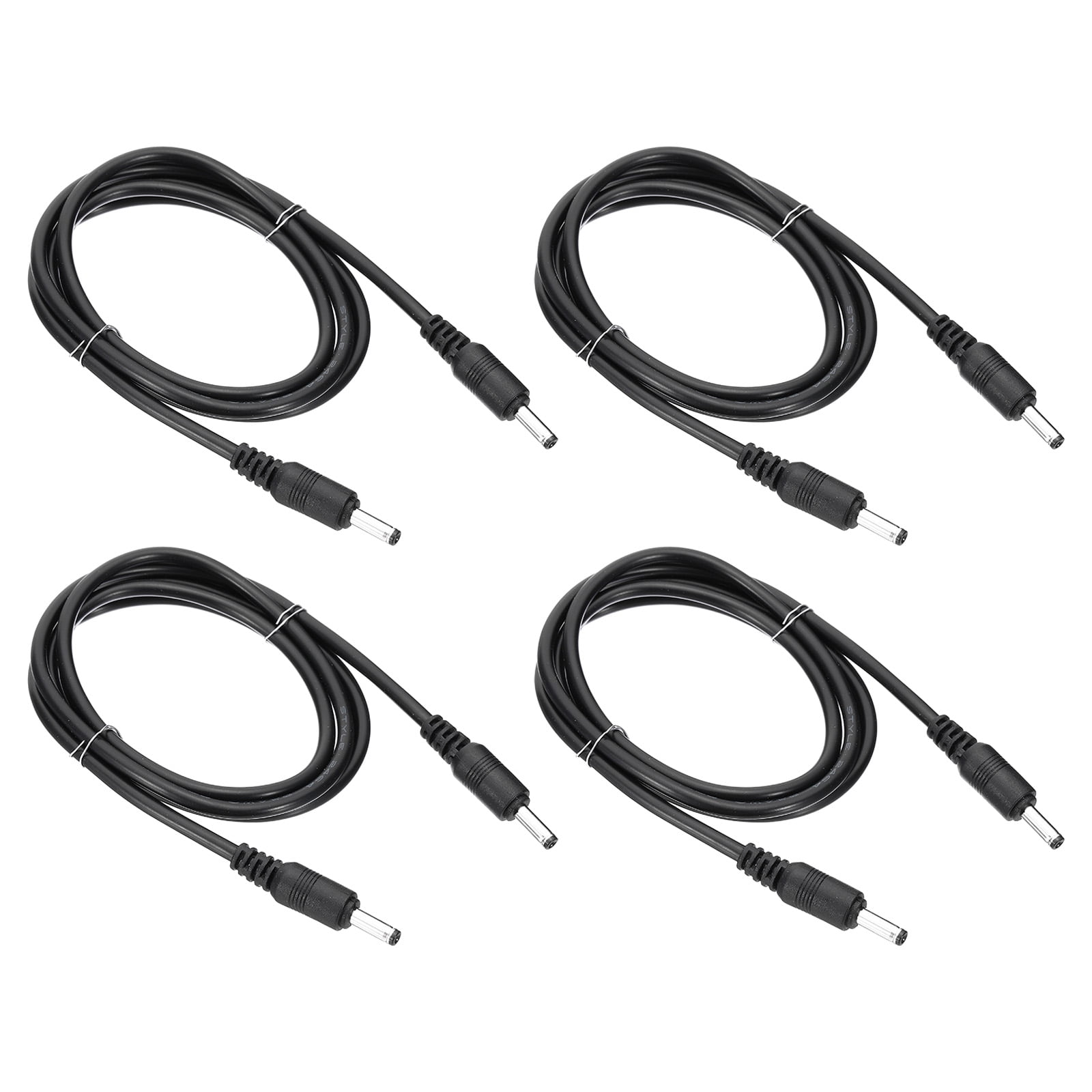 Uxcell 3Ft Male to Male 3.5x1.35mm DC Power Extension Cable, 4 Pcs 24AWG Wire Adapter Connector Charging Cord, Black