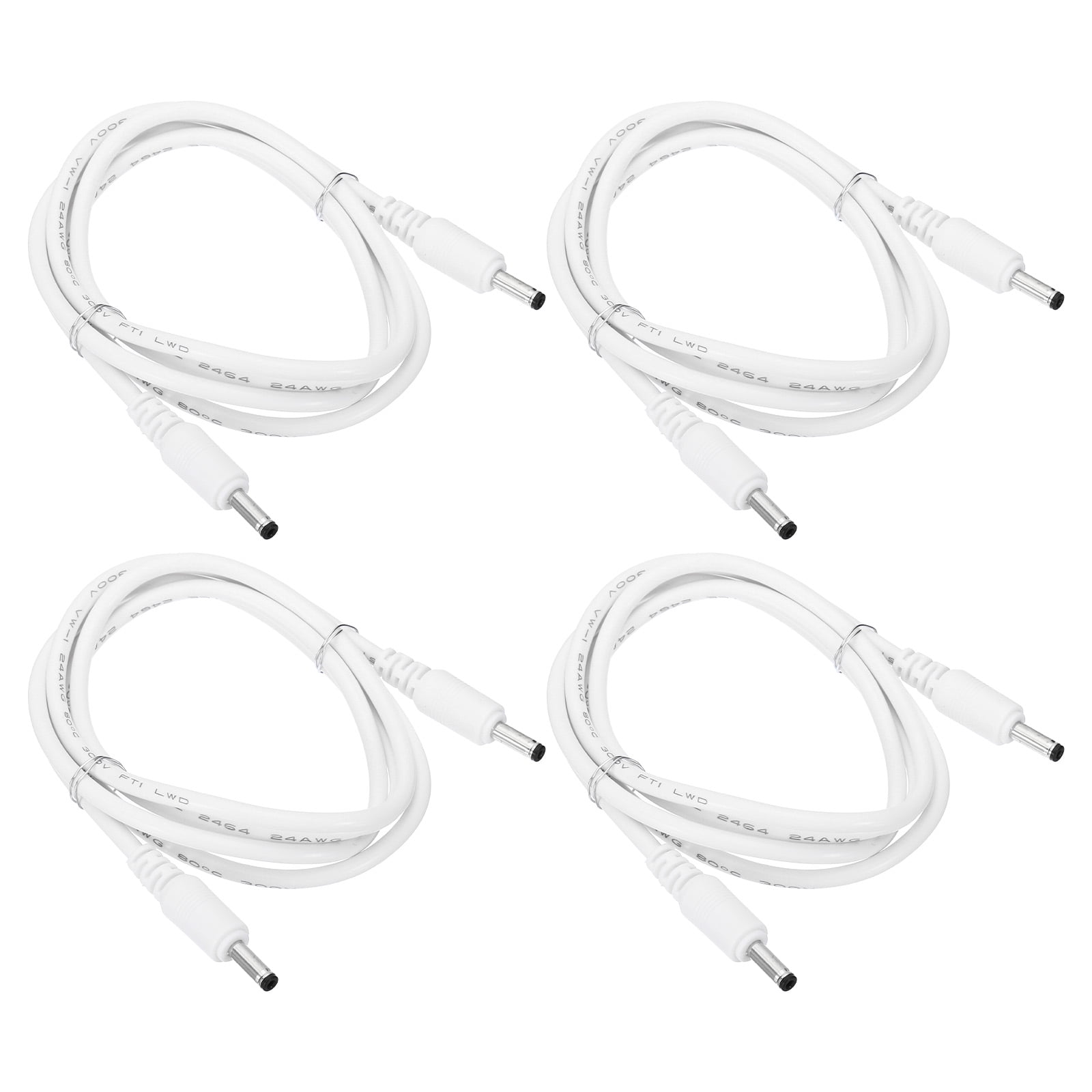 Uxcell 3Ft Male to Male 3.5x1.35mm DC Power Extension Cable, 4 Pcs 24AWG Wire Adapter Connector Charging Cord, White