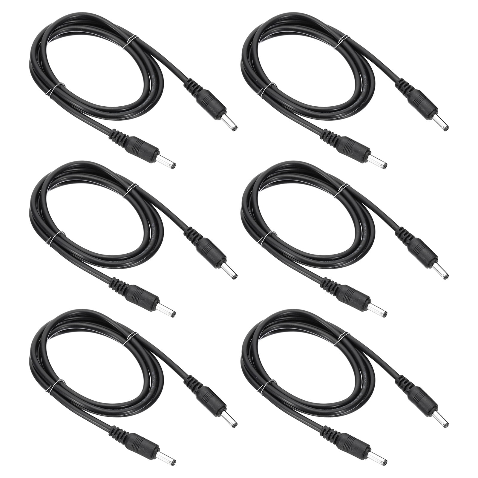 Uxcell 3Ft Male to Male 3.5x1.35mm DC Power Extension Cable, 6 Pcs 24AWG Wire Adapter Connector Charging Cord, Black