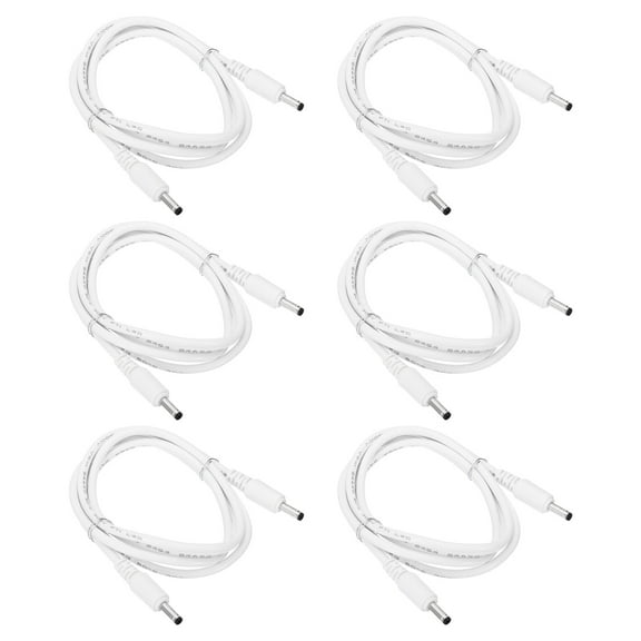 Uxcell 3Ft Male to Male 3.5x1.35mm DC Power Extension Cable, 6 Pcs 24AWG Wire Adapter Connector Charging Cord, White