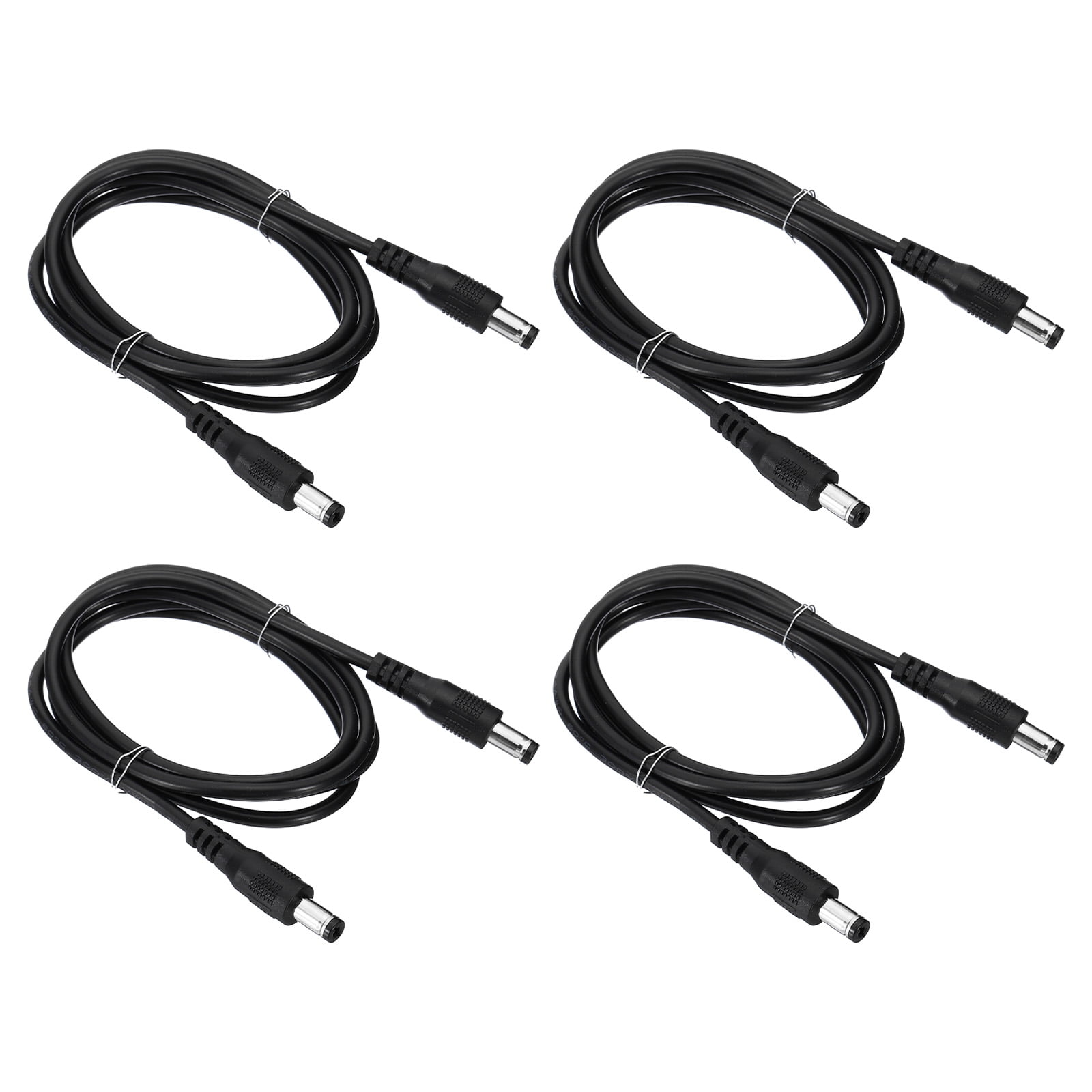 Uxcell 3Ft Male to Male 5.5x2.1mm DC Power Extension Cable, 4 Pcs 24AWG Wire Adapter Connector Charging Cord, Black