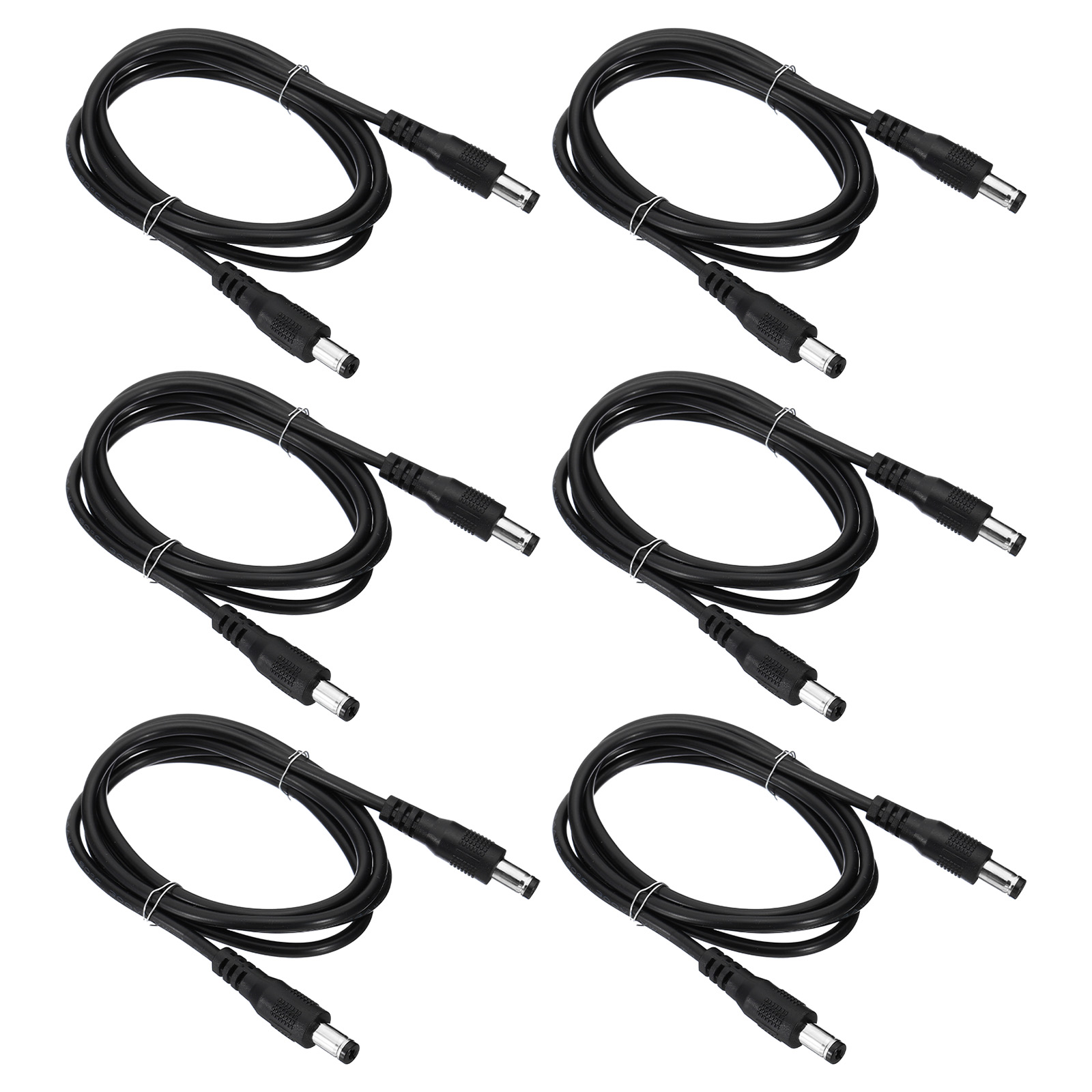 Uxcell 3Ft Male to Male 5.5x2.1mm DC Power Extension Cable, 6 Pcs 24AWG Wire Adapter Connector Charging Cord, Black
