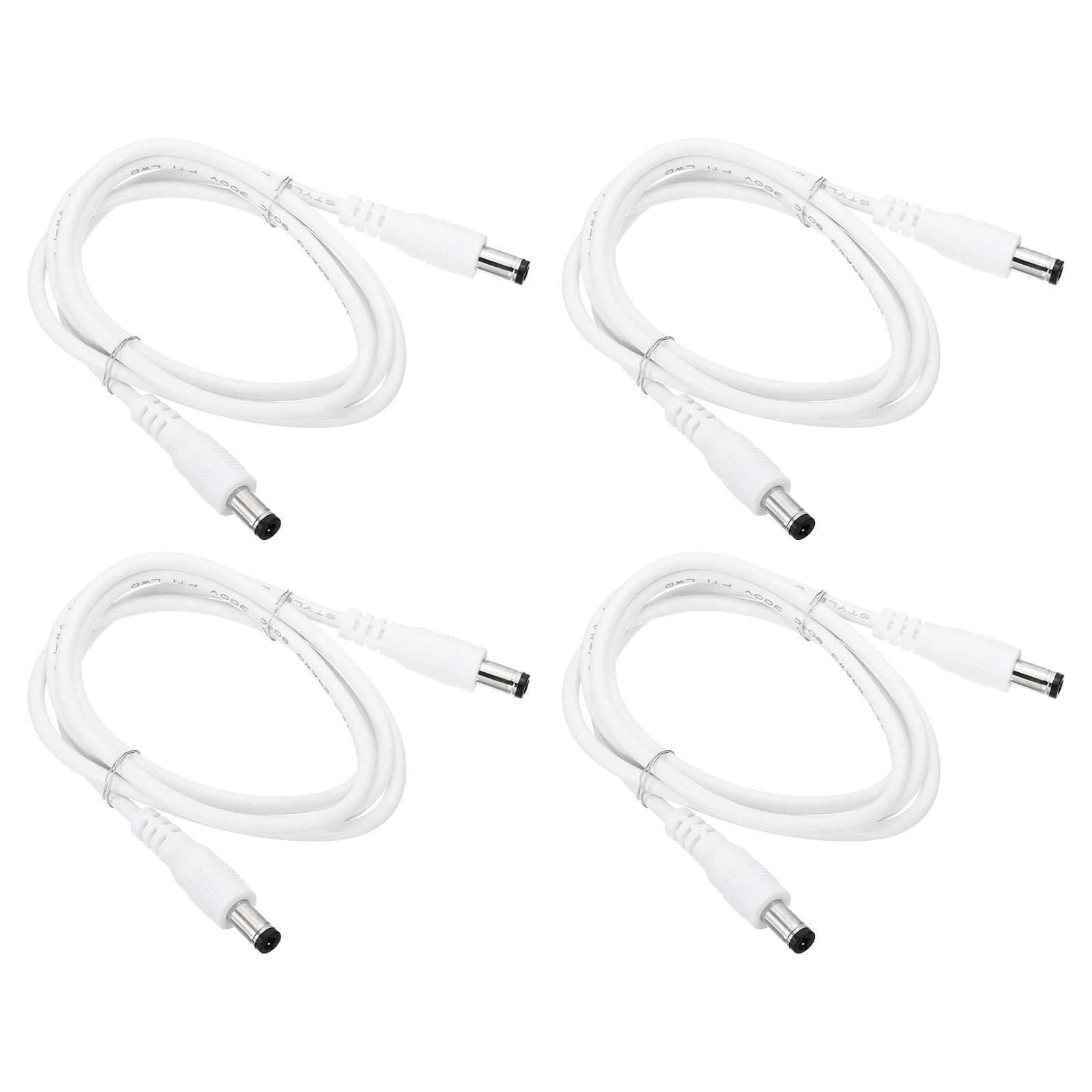 Uxcell 3Ft Male to Male 5.5x2.5mm DC Power Extension Cable, 4 Pcs 24AWG Wire Adapter Connector Charging Cord, White