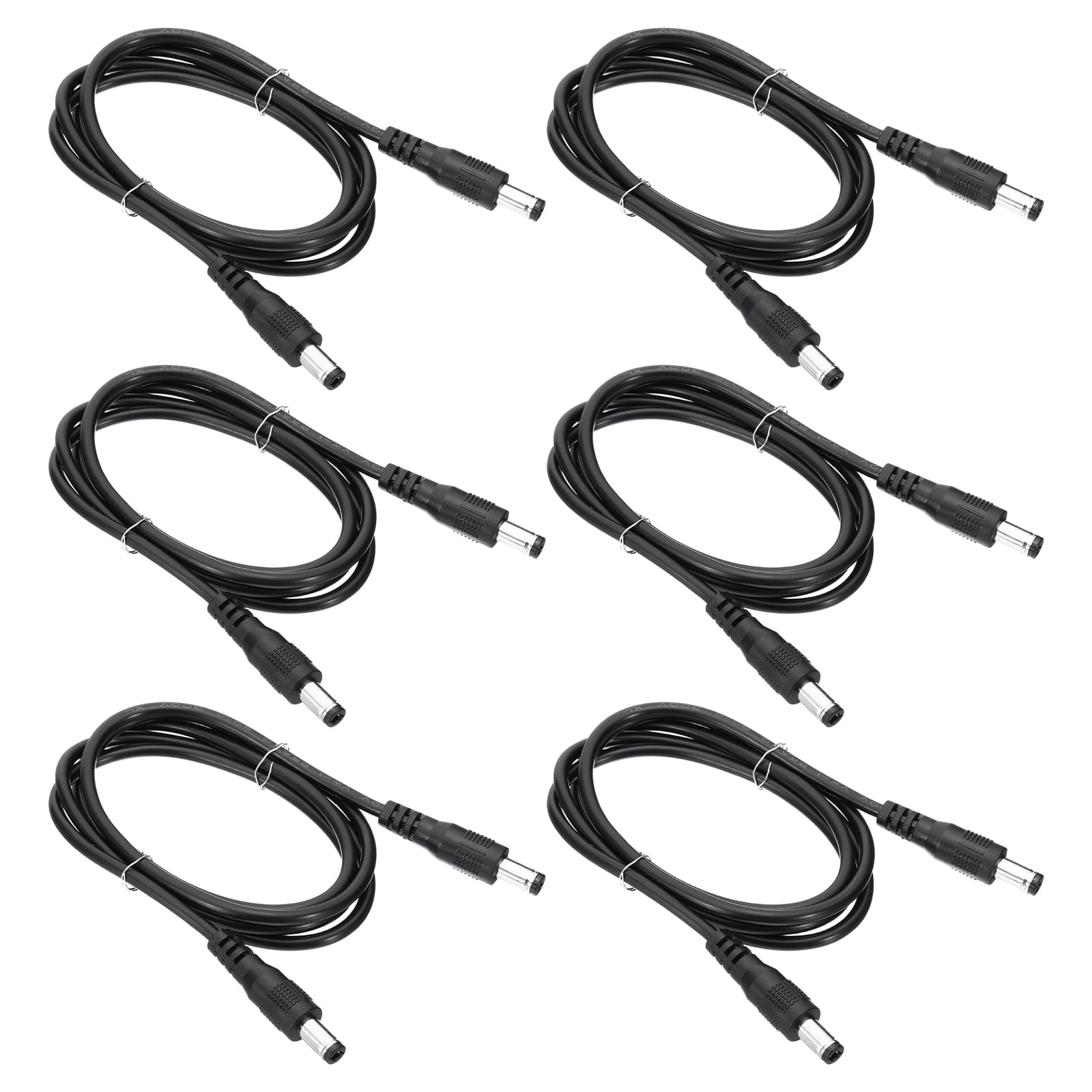 Uxcell 3Ft Male to Male 5.5x2.5mm DC Power Extension Cable, 6 Pcs 24AWG Wire Adapter Connector Charging Cord, Black