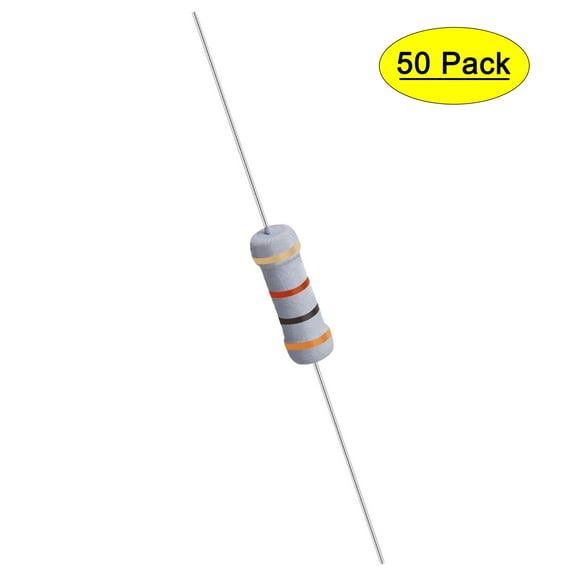 Uxcell 50Pcs 1W 1 Watt Metal Oxide Film Resistor Axile 3K Ohm 5% Tolerance