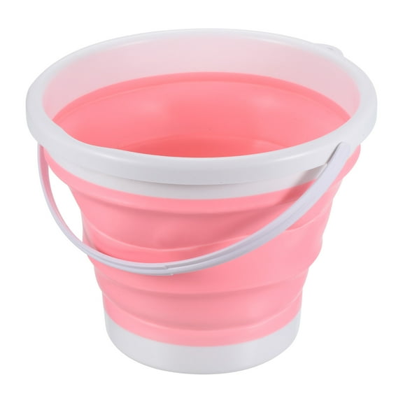 Uxcell 3L Collapsible Bucket, Portable Folding Beach Bucket for Camping Fishing, Pink