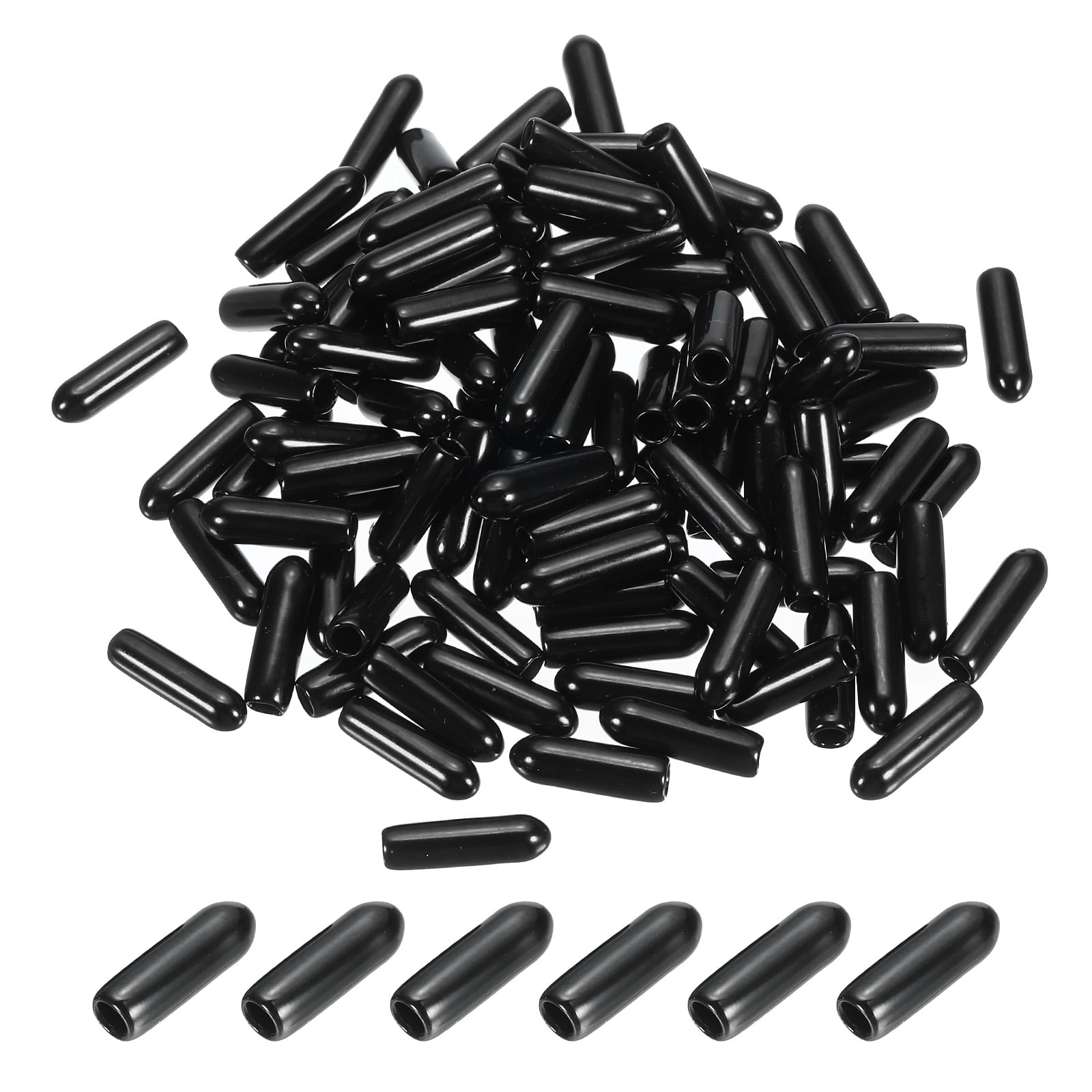 PATIKIL 4.5mm Vinyl Rubber End Caps – 120 Pack Flexible Screw Covers & Thread Protectors For Tubing, Rods, Bolts (Black)
