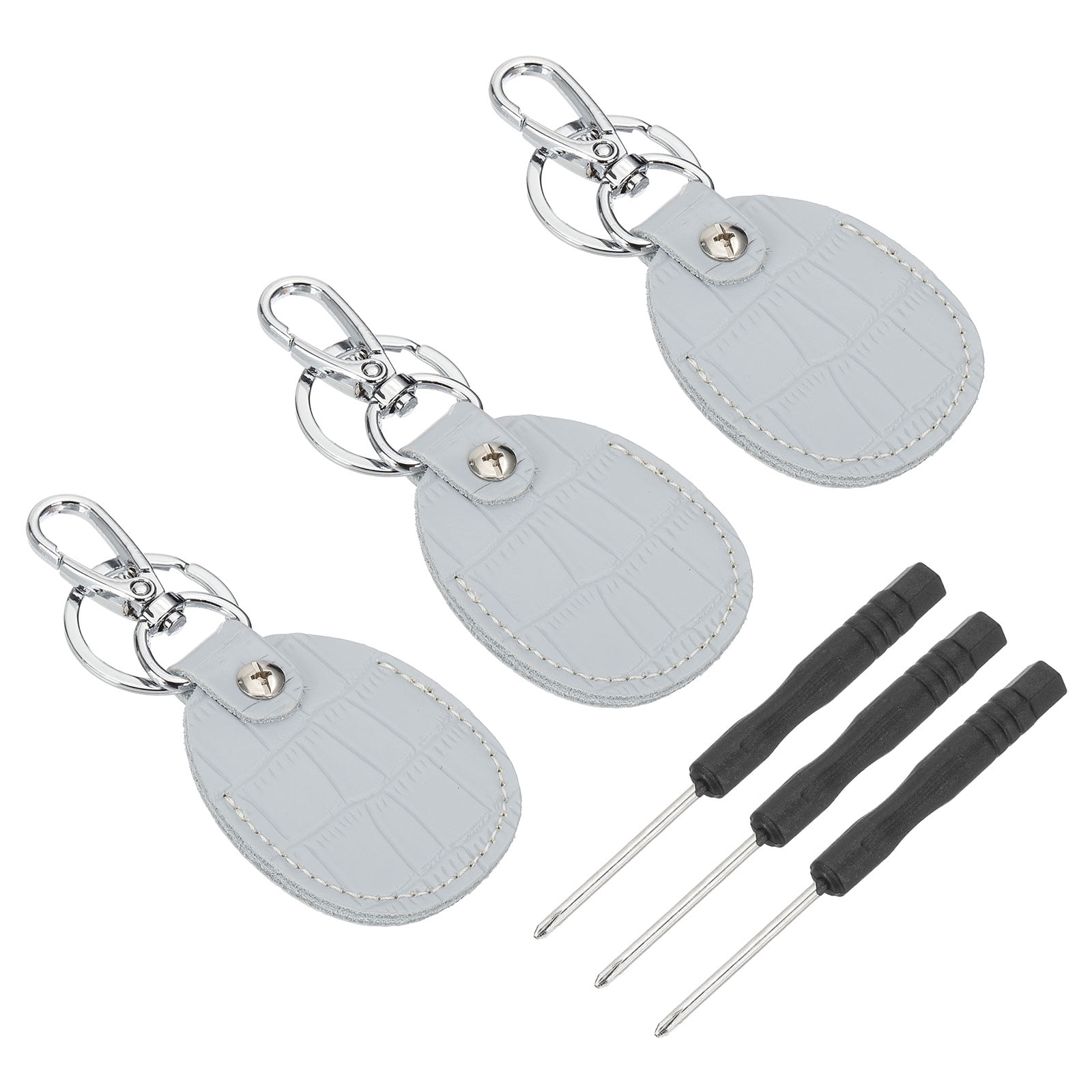 Uxcell Leather Key Fob, 3 Pcs Genuine Leather Key Cover RFID Key