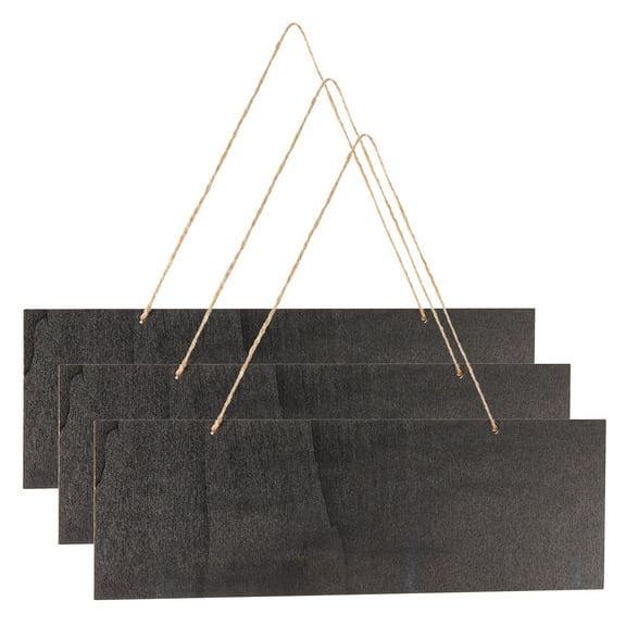 Uxcell 3Pack 11.8" x 3.9" Unfinished Hanging Wood Sign Blank Plaque for DIY Crafts Black