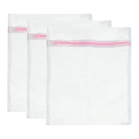 Uxcell 3Pack 23.6"x23.6" Mesh Laundry Bags with Zipper Mesh Wash Bags for Laundry Pink