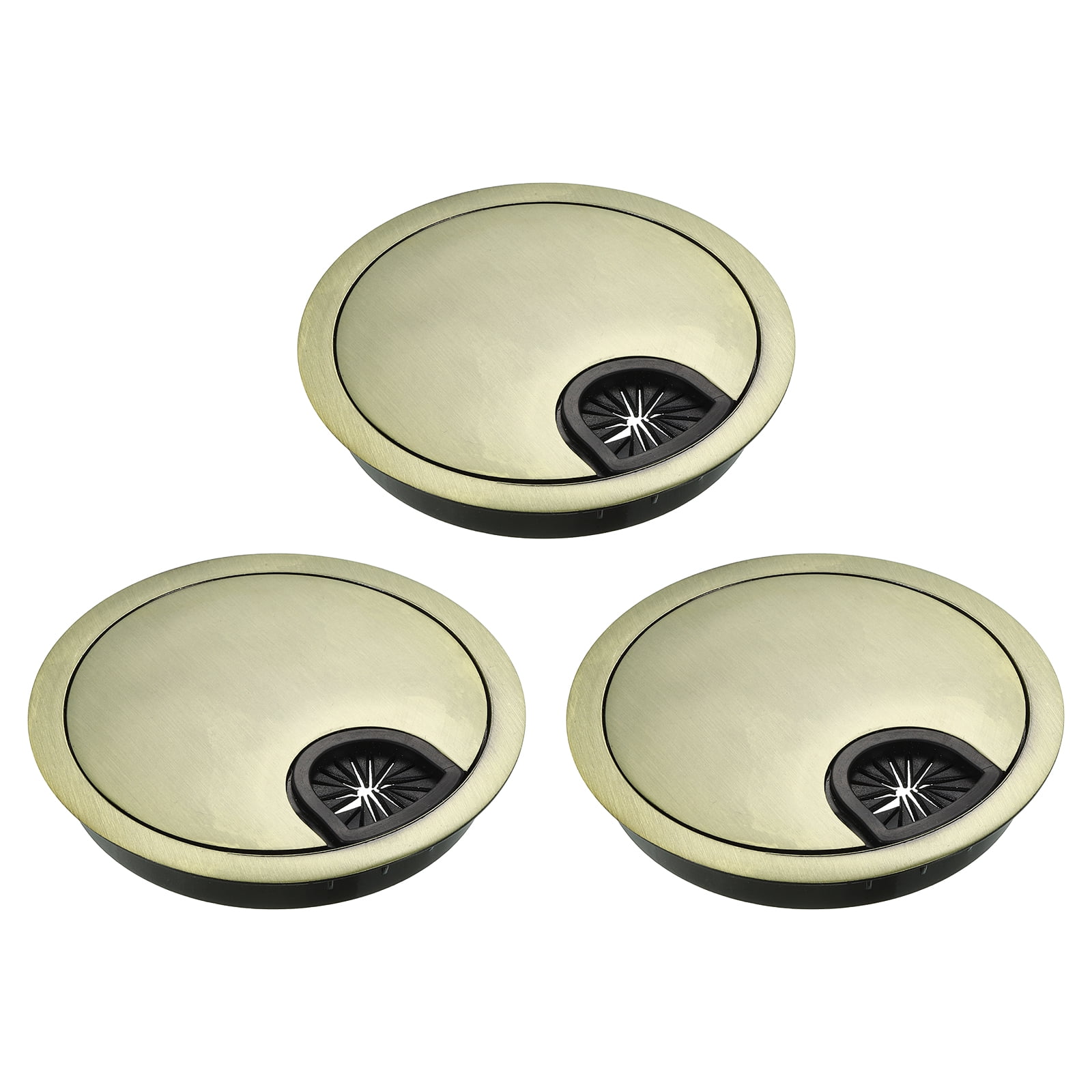 Uxcell 3Pack 3-5/32" Cable Hole Cover Zinc Alloy Desk Wire Cord Grommet, Bronze Tone