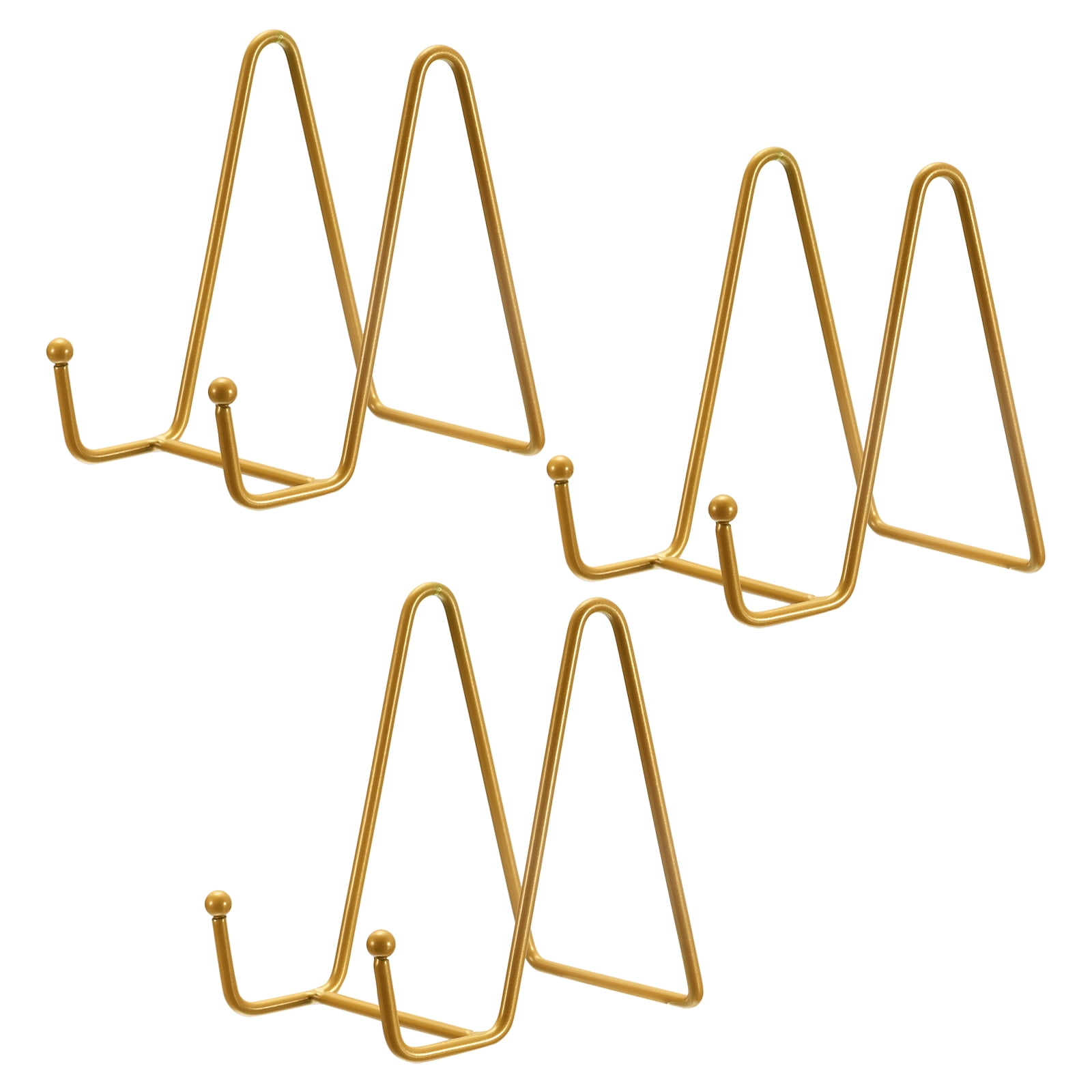 Uxcell 3Pack 4.3Inch Plate Stand for Display Iron Easel Plate Holder for Photo Gold