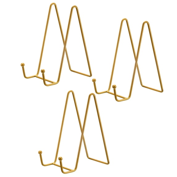Uxcell 3Pack 6Inch Plate Stand for Display Iron Easel Plate Holder for Photo Gold