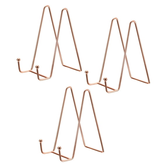 Uxcell 3Pack 6Inch Plate Stand for Display Iron Easel Plate Holder for Photo Rose Gold