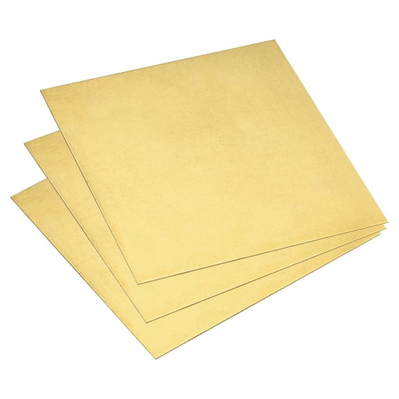 Uxcell 3Pack Brass Sheet, 4" x 4" Metal Sheets 0.02" Thickness Brass Plates for Industry