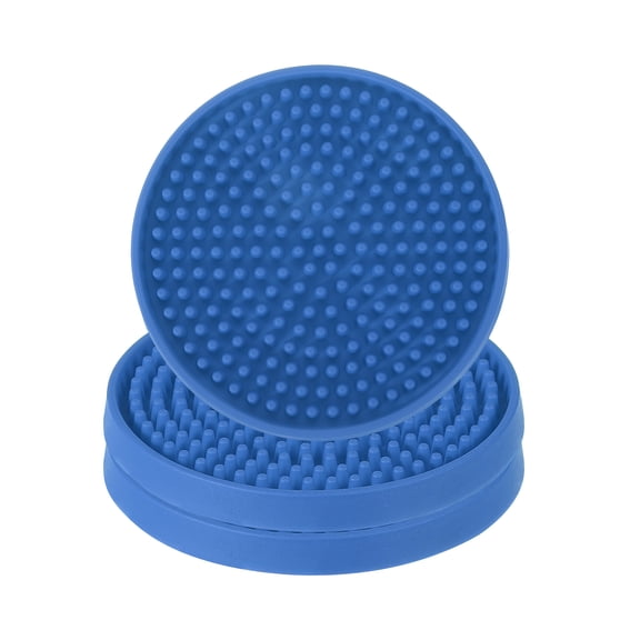 Uxcell 3Pack Non-Slip Drink Coasters, Round Desk Coaster for Drinks Tabletop Protection Cups Mat for Office Home Coffee Bar Decor, Blue(0.39" Thickness)