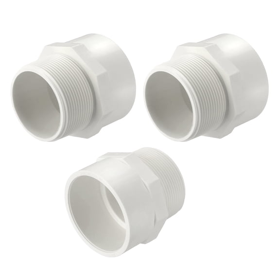 Uxcell 3Pack PVC Male Pipe Fittings Adapter 2" NPT Male Thread x Socket, Schedule 40 PVC Coupling Straight Pipe Connector, High-Flow Capacity for Plumbing, Irrigation, Pool, Sprinkler