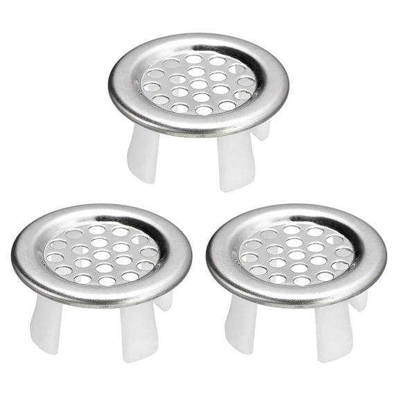 Uxcell 3Pack Sink Trim Overflow Cover Ring Metal Round Hole Insert in Caps, Silver