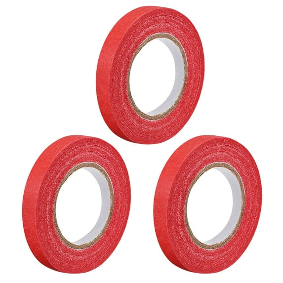 Uxcell 3Pcs 10mm 0.4 inch Wide 20m 21 Yards Masking Tape Painters Tape Rolls Red