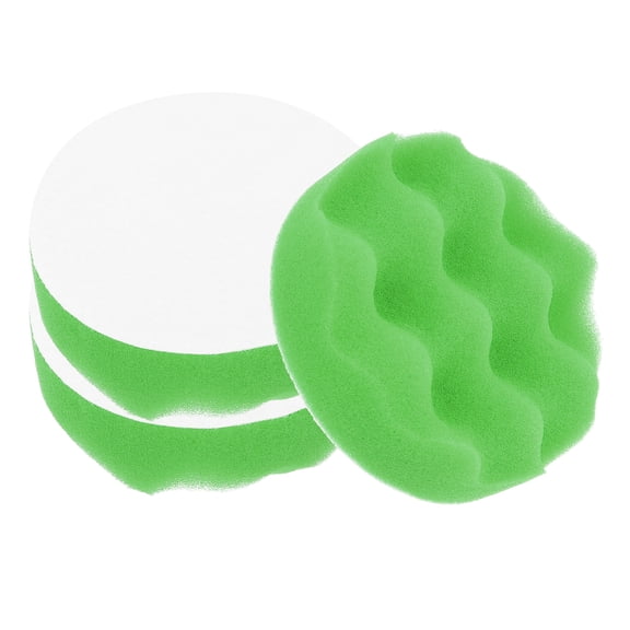 Uxcell 3Pcs 3" Waffle Polishing Foam Buffing Pads, Fine Cutting, Green, Foam Finishing Pads with Hook and Loop Back for Polishing Mirror Finish Glazes, Car Marine Truck RV, Washable and Reusable
