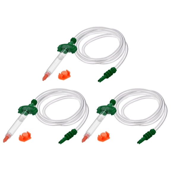 Uxcell 3Pcs 3cc Air Tubing Glue Dispenser Syringes Kit, Syringes Connector Adapter Plastic Clear Tube Sleeve with Piston, End Cap, Top Hat for Industrial Glue Liquid Dispensing, Green