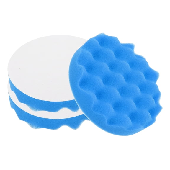 Uxcell 3Pcs 5" Waffle Polishing Foam Buffing Pads, Medium Cutting, Blue, Foam Finishing Pads with Hook and Loop Back for Car RV Marine Detailing Polishing, Washable and Reusable