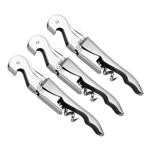 Uxcell 3Pcs 5" Wine Openers Waiter Corkscrew Wine Bottle Opener, Silver