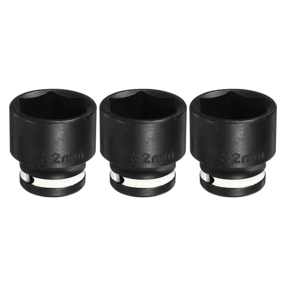 Uxcell 3Pcs 6 Point Shallow Impact Socket 1/2" Drive 32mm Metric CR-V Steel Spindle Axle Hex Nut Bolt Sockets 1.7" Long for Auto Machine Repair, White Black
