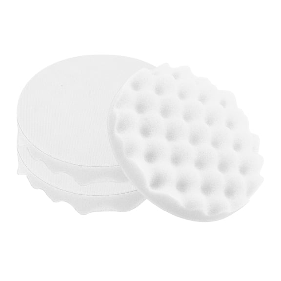 Uxcell 3Pcs 7" Waffle Polishing Foam Buffing Pads, Coarse Cutting, White Foam Finishing Pads with Hook and Loop Back for Paint Correction Deep Defect Removal, Car RV, Washable and Reusable