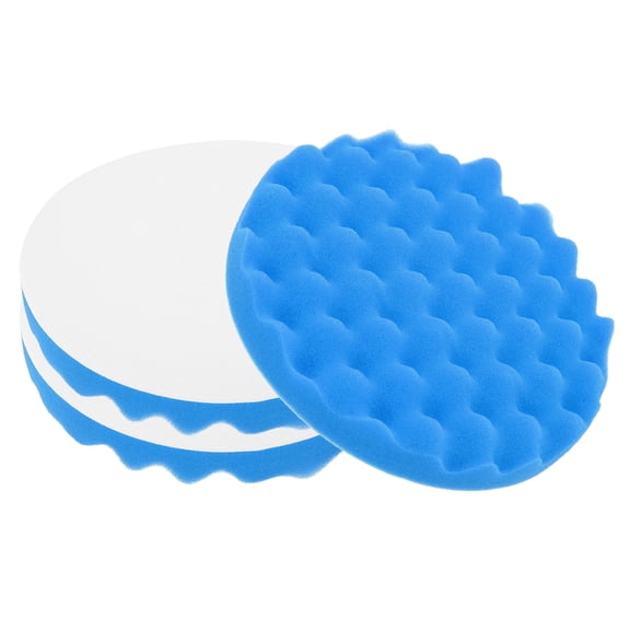 Uxcell 3Pcs 7" Waffle Polishing Foam Buffing Pads, Medium Cutting, Blue, Foam Finishing Pads with Hook and Loop Back for Car RV Marine Detailing Polishing, Washable and Reusable