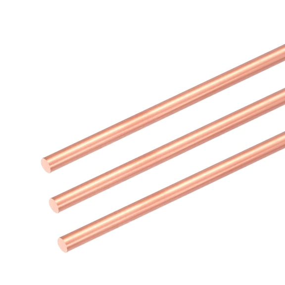 Uxcell 3Pcs 99.99% Pure Copper Round Rod, 3mm / 0.12" Dia 12.6" Length Bare Copper cu Metal Rod Lathe Bar Stock for DIY Metal Craft Hobbies Gardening Industry Decoration
