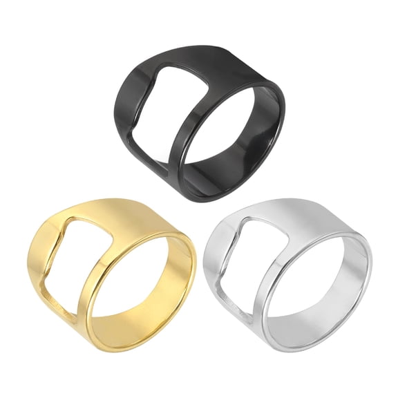 Uxcell 3Pcs Bottle Opener Rings, Titanium Steel Ring Bottle Cap Opener Creative Finger Thumb Beer Opening Tool for Men Women Party Bar Present Supplies Bartender Tool, Size 12, Multicolor