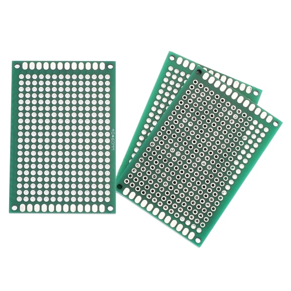 Uxcell 3Pcs Breadboard Solderable 60mm x 40mm Green Circuit PCB Board Double Sided Tin-Plated PCB Prototype Board for Electronics Prototyping, DIY Circuits Projects