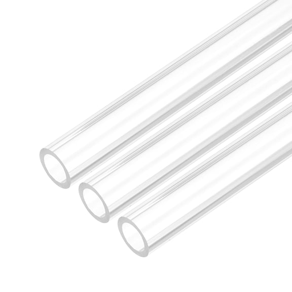 Uxcell 3Pcs Clear Rigid Acrylic Pipe, 10mm (0.39") ID x 14mm(0.55") OD x 254mm(10") L Plastic Round Tube PMMA Tubing for Plumbing Lighting Aquarium Tube Water Cooling System DIY Project