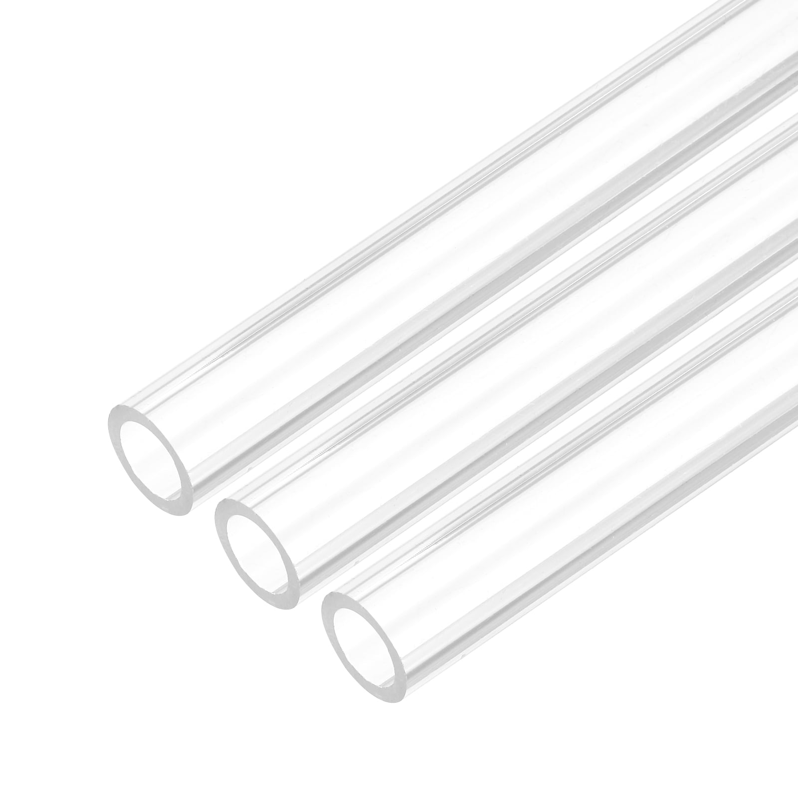 Uxcell 3Pcs Clear Rigid Acrylic Pipe, 10mm (0.39") ID x 14mm(0.55") OD x 356mm(14") L Plastic Round Tube PMMA Tubing for Plumbing Lighting Aquarium Tube Water Cooling System DIY Project