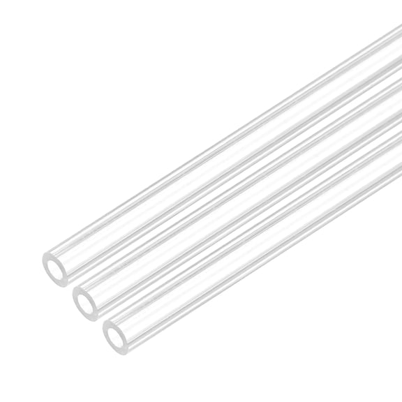 Uxcell 3Pcs Clear Rigid Acrylic Pipe, 1mm (0.04") ID x 3mm(0.12") OD x 356mm(14") L Plastic Round Tube PMMA Tubing for Plumbing Lighting Aquarium Tube Water Cooling System DIY Project