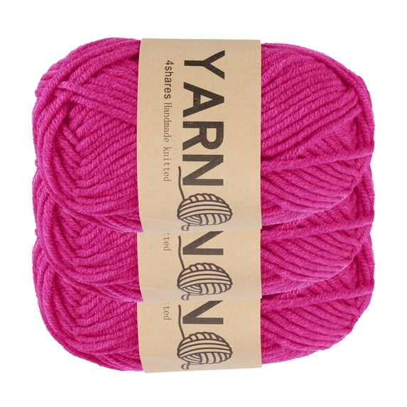 Uxcell 3Pcs Crocheting Yarn, 1.8mm Rose Red 5 Ply Acrylic Yarn 75 g Sport Weight Yarns Bulk Soft and Fluffy Yarns for Knitting DIY Crochet Handicraft Blankets Gift,164 Yards Total