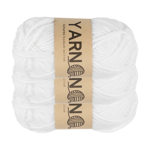 Uxcell 3Pcs Crocheting Yarn, 1.8mm White 5 Ply Acrylic Yarn 75 g Sport Weight Yarns Bulk Soft and Fluffy Yarns for Knitting DIY Crochet Handicraft Blankets Gift,164 Yards Total