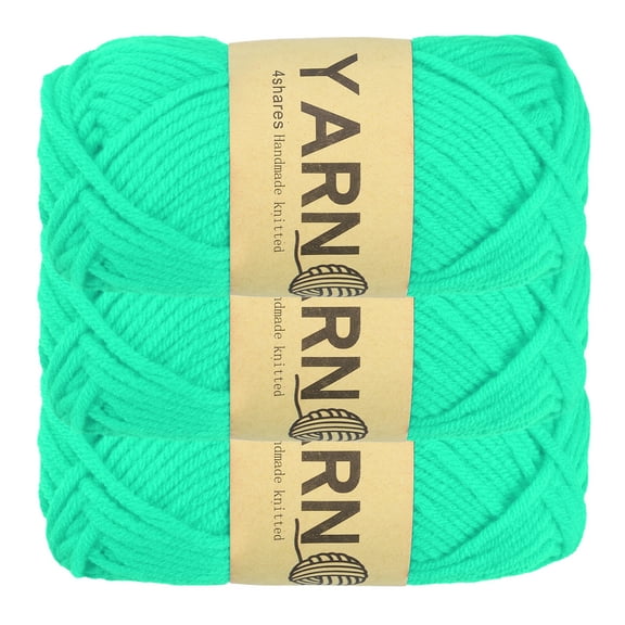 Uxcell 3Pcs Crocheting Yarn, 2mm Lake Blue 100% Acrylic Yarn 76 g/2.6 oz Sport Weight Yarns Bulk Soft and Fluffy Yarns for Knitting DIY Crochet Crafts Blankets Gift,164 Yards Total