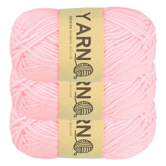 Uxcell 3Pcs Crocheting Yarn, 2mm Pink 100% Acrylic Yarn 150 g/5.3 oz Sport Weight Yarns Bulk Soft and Fluffy Yarns for Knitting DIY Crochet Crafts Blankets Gift,164 Yards Total