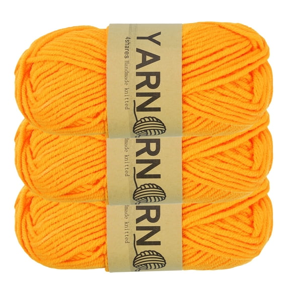 Uxcell 3Pcs Crocheting Yarn, 2mm Yellow 100% Acrylic Yarn 76 g/2.6 oz Sport Weight Yarns Bulk Soft and Fluffy Yarns for Knitting DIY Crochet Crafts Blankets Gift,164 Yards Total