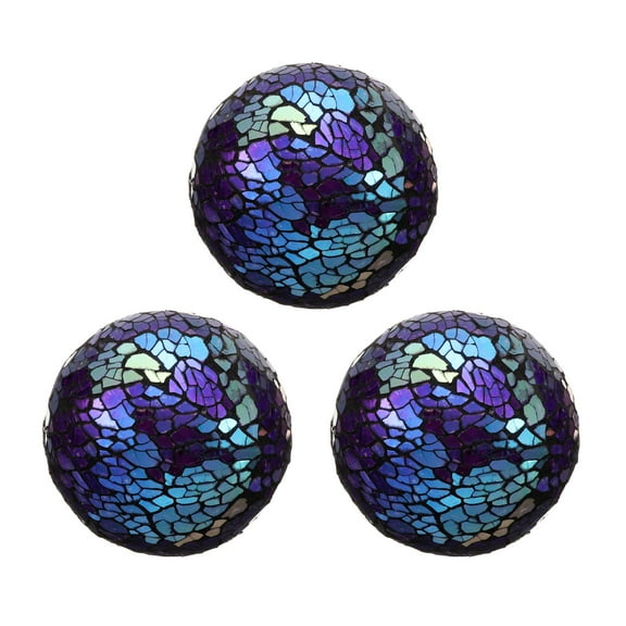 Uxcell 3Pcs Decorative Glass Balls 2.36 Inch Orbs Centerpiece Balls Mosaic Glass Ball Sphere for Decor Bowls Vases Dining Table Party, Purple