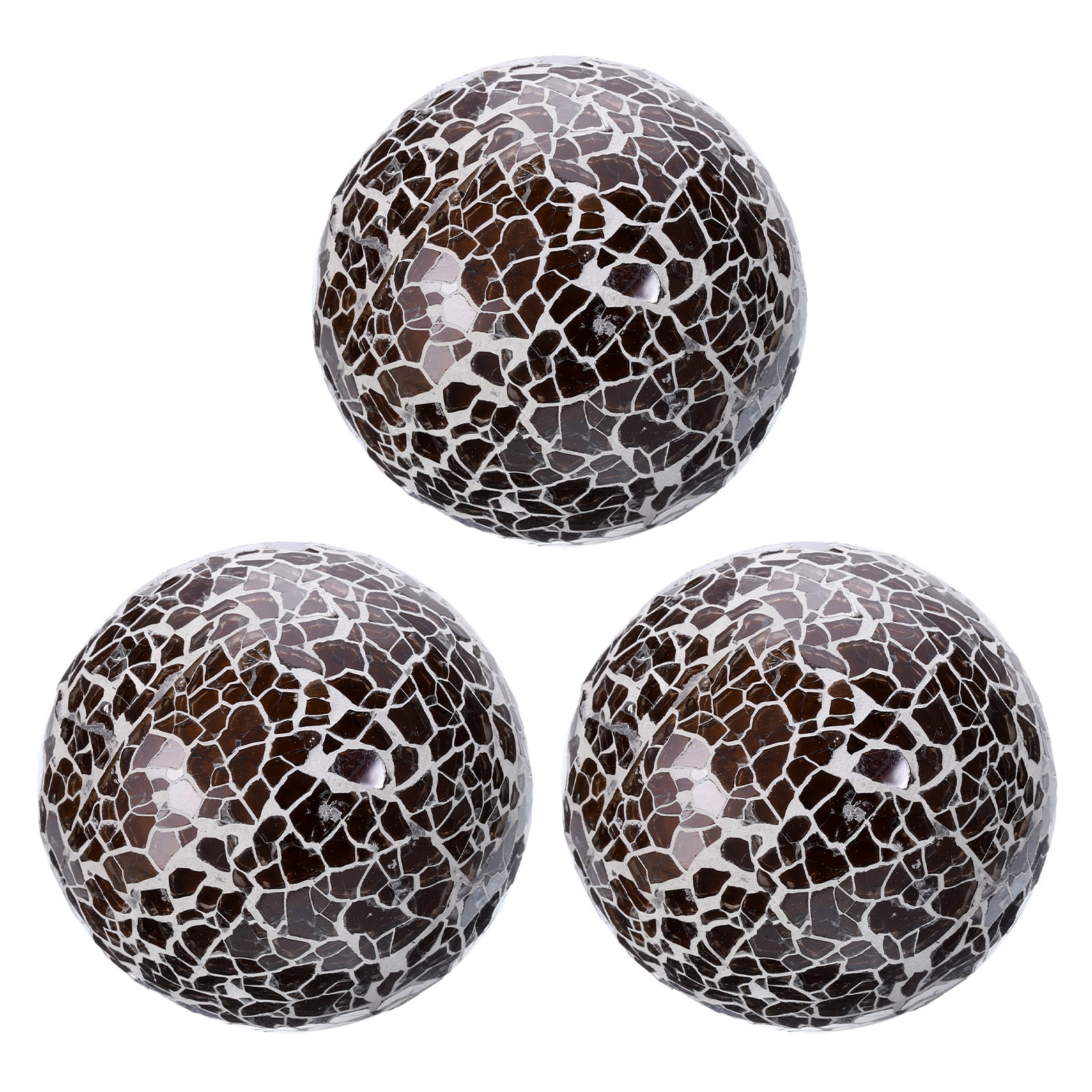Uxcell 3Pcs Decorative Glass Balls 3.15 Inch Orbs Centerpiece Balls Mosaic Glass Balls for Decor Bowls, Brown