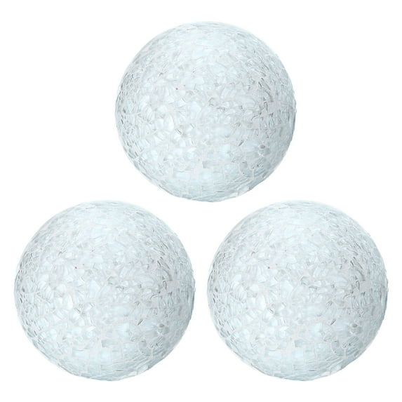 Uxcell 3Pcs Decorative Glass Balls 3.15 inch Orbs Centerpiece Balls Mosaic Glass Balls for Decor Bowls, White