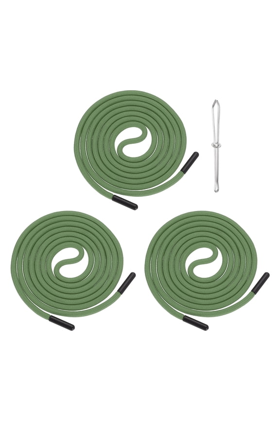 3Pcs Drawstring Cords Replacement with Threader 55.12"x0.2" Emerald Green, Hoodie Sweatpants Polyester Replacement Cord with Plastic Tip for Hoodie Sweatpants Pants Repair