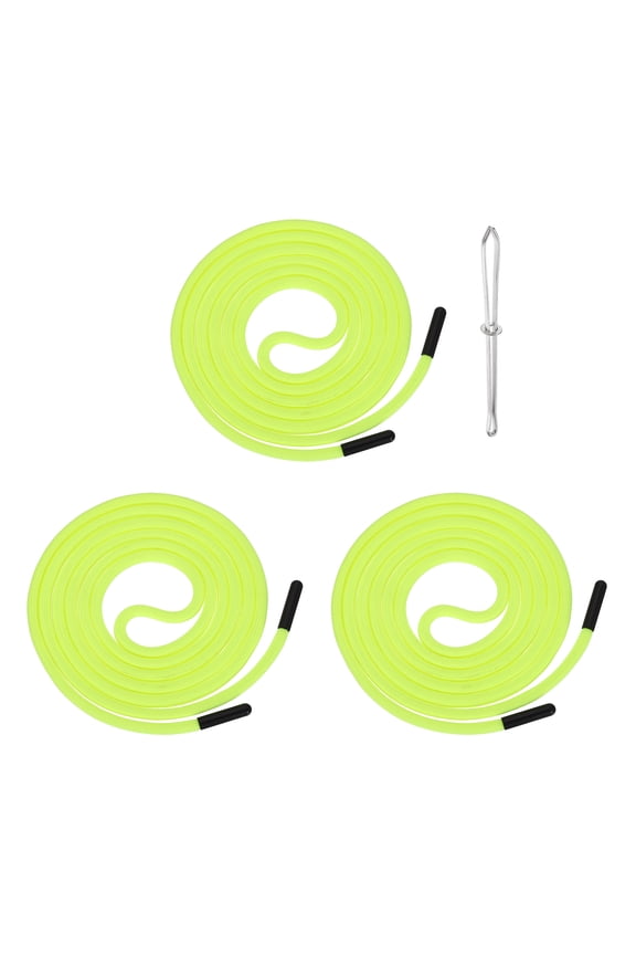 3Pcs Drawstring Cords Replacement with Threader 55.12"x0.2" Fluorescent Green, Hoodie Sweatpants Polyester Replacement Cord with Plastic Tip for Hoodie Sweatpants Pants Repair
