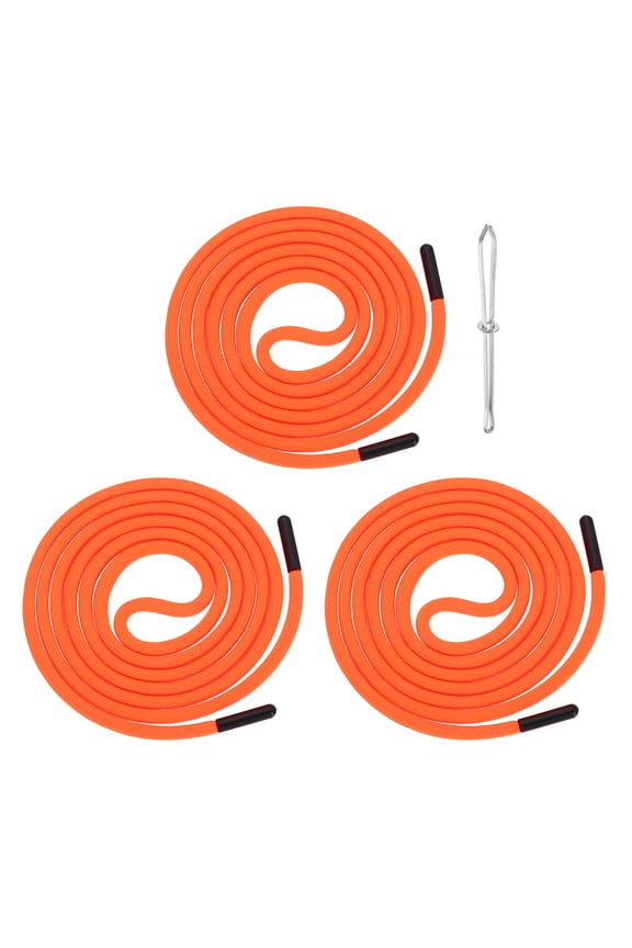 3Pcs Drawstring Cords Replacement with Threader 55.12"x0.2" Fluorescent Red, Hoodie Sweatpants Polyester Replacement Cord with Plastic Tip for Hoodie Sweatpants Pants Repair