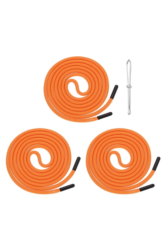 3Pcs Drawstring Cords Replacement with Threader 55.12"x0.2" Orange, Hoodie Sweatpants Polyester Replacement Cord with Plastic Tip for Hoodie Sweatpants Pants Repair